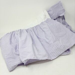 POTTERY BARN KIDS Lavender White Gingham Check Gathered Crib Skirt 11” Drop